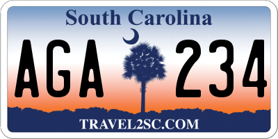SC license plate AGA234