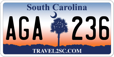 SC license plate AGA236
