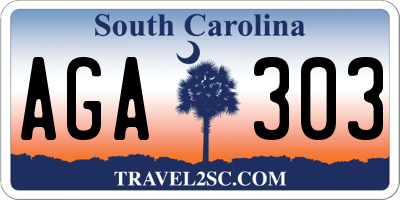 SC license plate AGA303