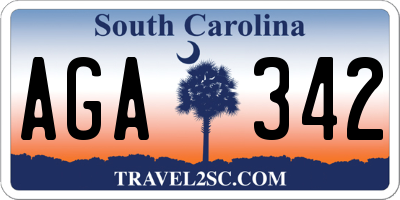 SC license plate AGA342