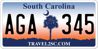 SC license plate AGA345
