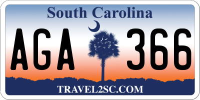 SC license plate AGA366