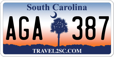 SC license plate AGA387