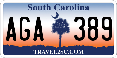 SC license plate AGA389
