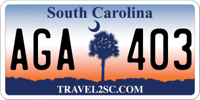 SC license plate AGA403