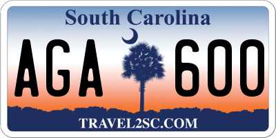 SC license plate AGA600