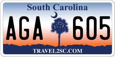 SC license plate AGA605