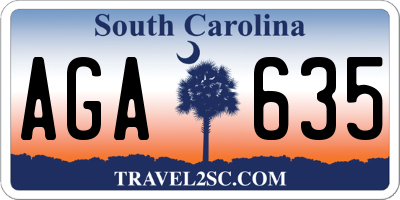 SC license plate AGA635