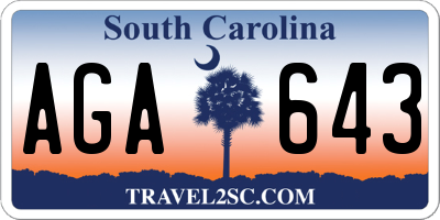 SC license plate AGA643