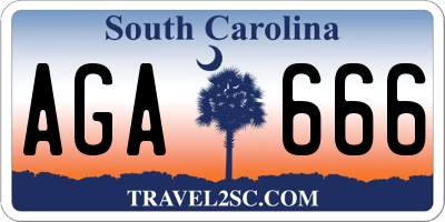 SC license plate AGA666