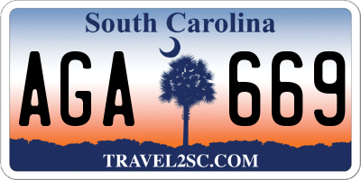 SC license plate AGA669