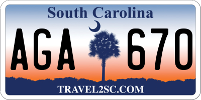 SC license plate AGA670