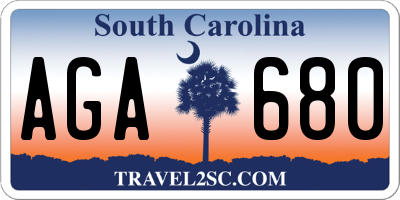 SC license plate AGA680