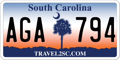 SC license plate AGA794