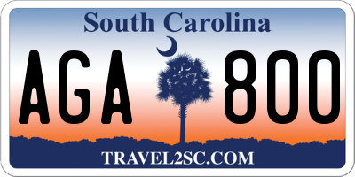 SC license plate AGA800