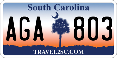 SC license plate AGA803