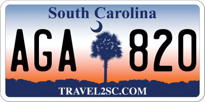 SC license plate AGA820
