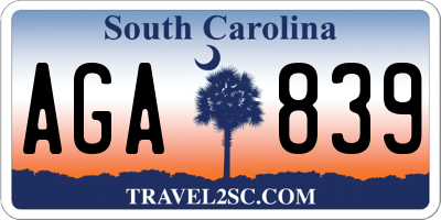 SC license plate AGA839
