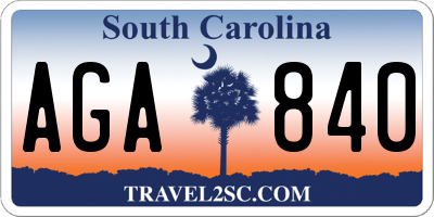 SC license plate AGA840