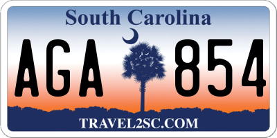 SC license plate AGA854