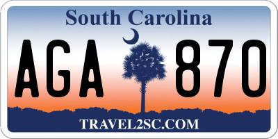 SC license plate AGA870