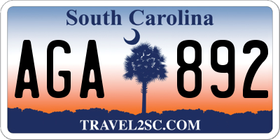 SC license plate AGA892