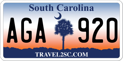 SC license plate AGA920