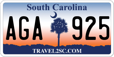 SC license plate AGA925