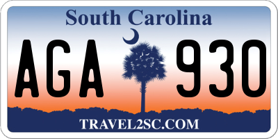 SC license plate AGA930