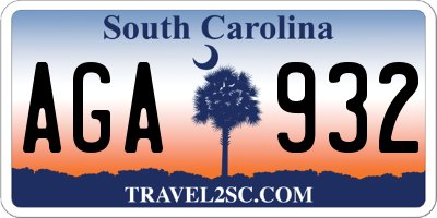 SC license plate AGA932