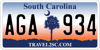 SC license plate AGA934