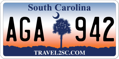 SC license plate AGA942