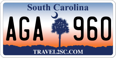 SC license plate AGA960