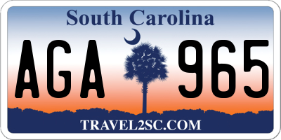 SC license plate AGA965