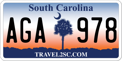 SC license plate AGA978