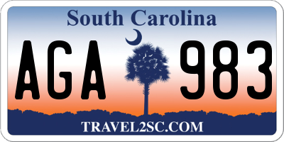 SC license plate AGA983