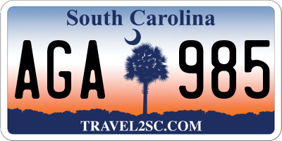 SC license plate AGA985