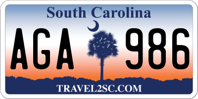 SC license plate AGA986
