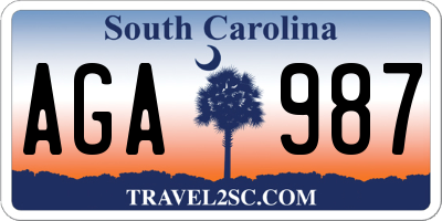SC license plate AGA987