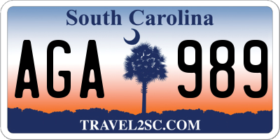 SC license plate AGA989