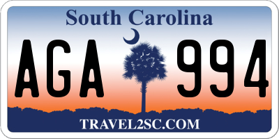SC license plate AGA994