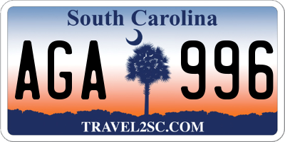 SC license plate AGA996