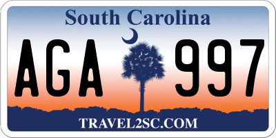 SC license plate AGA997