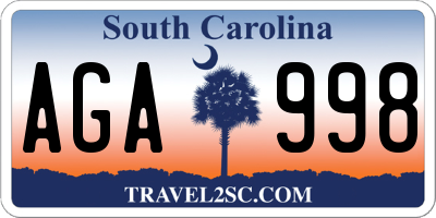 SC license plate AGA998
