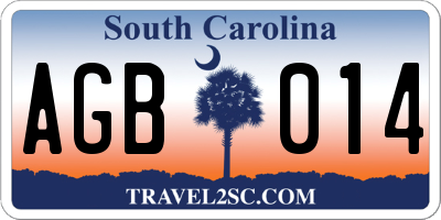SC license plate AGB014
