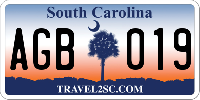 SC license plate AGB019