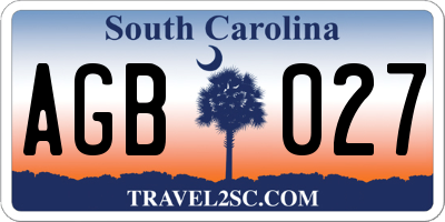 SC license plate AGB027
