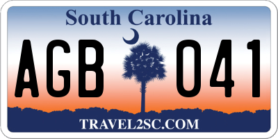 SC license plate AGB041