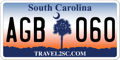 SC license plate AGB060