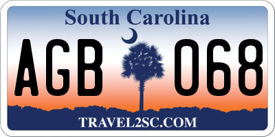 SC license plate AGB068